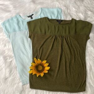 Banana Republic Cap Sleeve Tops in Olive and Light Blue